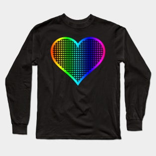 Rainbow and Black Gingham Heart Long Sleeve T-Shirt